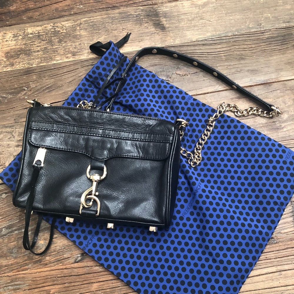 Rebecca mini Mac black leather crossbody bag